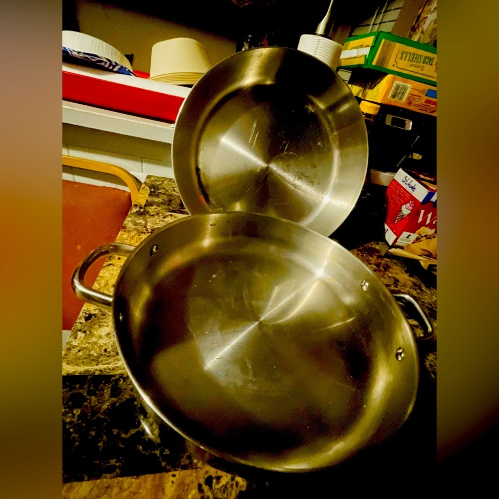 Stainless Steel Two  Stainless Steel, 12 Around Large Frying Pan.
